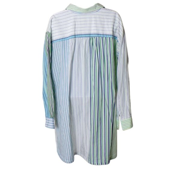 Maeve by Anthropologie Alix Button Down Stripe Henley Patchwork Oversized M #488 - Picture 2 of 8